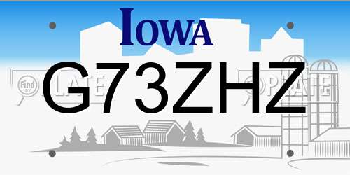 G73ZHZ Iowa License Plate