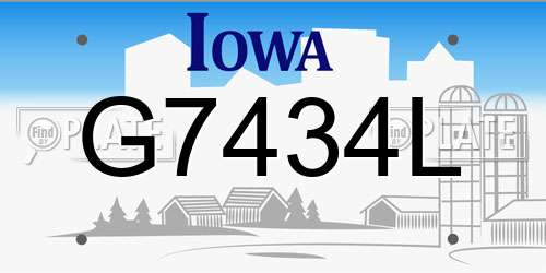 G7434L Iowa License Plate