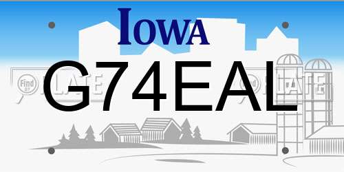 G74EAL Iowa License Plate