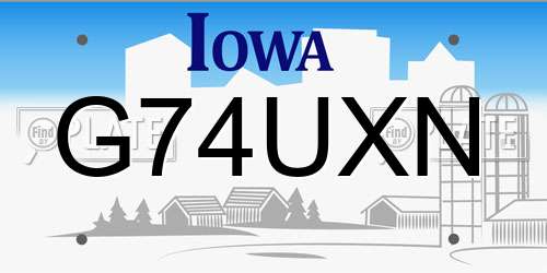 G74UXN Iowa License Plate