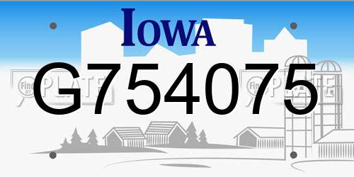 G754075 Iowa License Plate