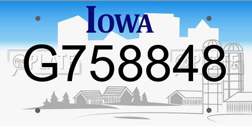 G758848 Iowa License Plate