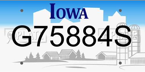G75884S Iowa License Plate
