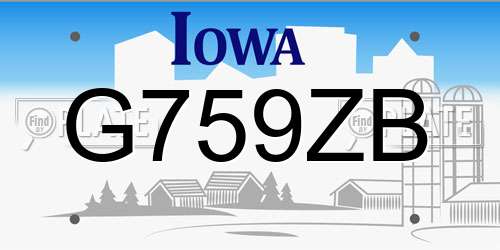 G759ZB Iowa License Plate