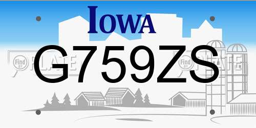 G759ZS Iowa License Plate