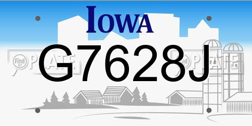 G7628J Iowa License Plate