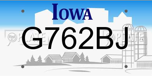 G762BJ Iowa License Plate