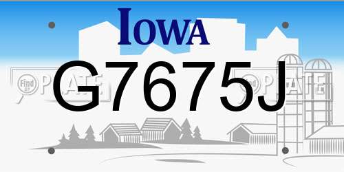 G7675J Iowa License Plate
