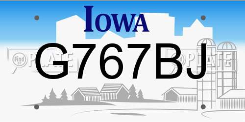 G767BJ Iowa License Plate