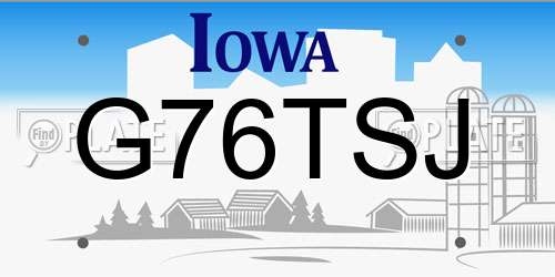 G76TSJ Iowa License Plate