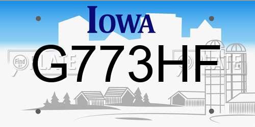 G773HF Iowa License Plate