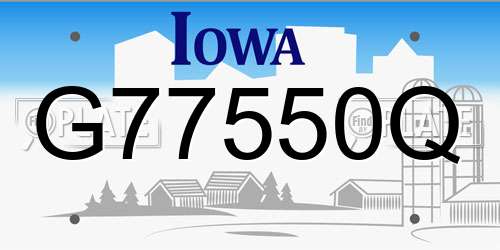 G77550Q Iowa License Plate