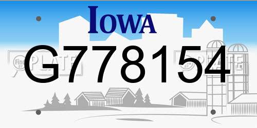 G778154 Iowa License Plate