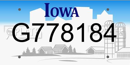 G778184 Iowa License Plate