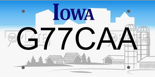 G77CAA Iowa License Plate