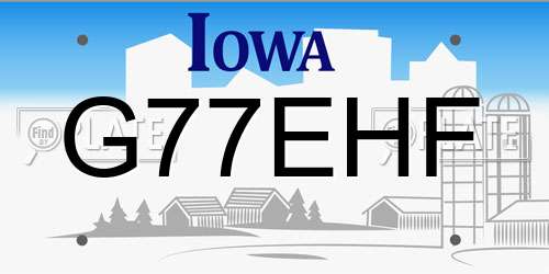 G77EHF Iowa License Plate