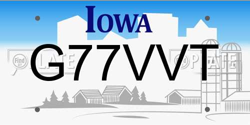 G77VVT Iowa License Plate