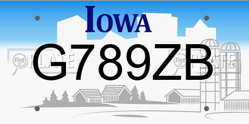 G789ZB Iowa License Plate
