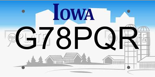 G78PQR Iowa License Plate