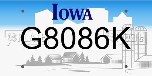 G8086K Iowa License Plate
