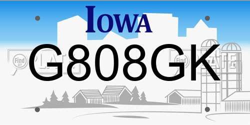 G808GK Iowa License Plate