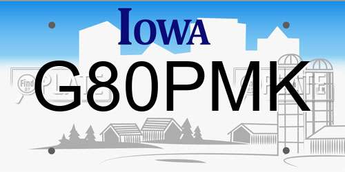 G80PMK Iowa License Plate
