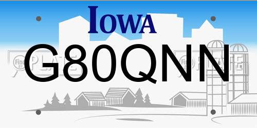 G80QNN Iowa License Plate