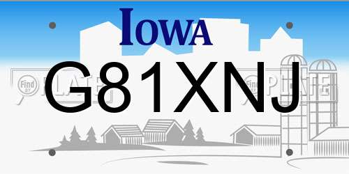 G81XNJ Iowa License Plate