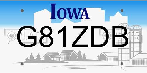 G81ZDB Iowa License Plate