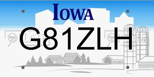 G81ZLH Iowa License Plate