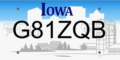 G81ZQB Iowa License Plate