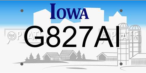 G827AI Iowa License Plate