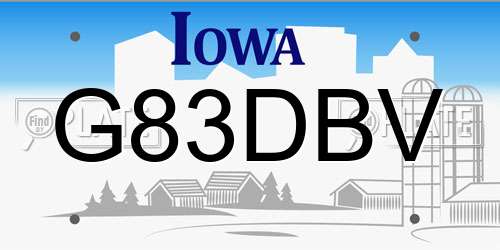 G83DBV Iowa License Plate
