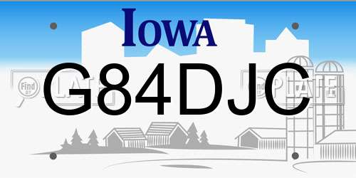 G84DJC Iowa License Plate