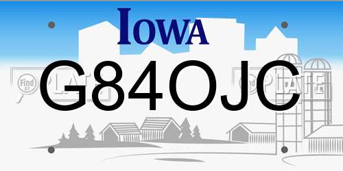 G84OJC Iowa License Plate