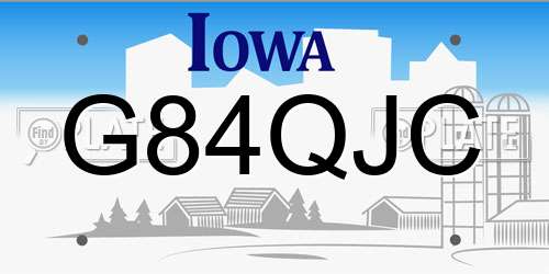 G84QJC Iowa License Plate