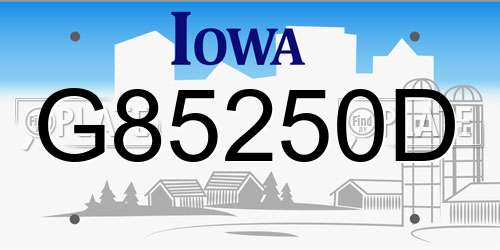 G85250D Iowa License Plate