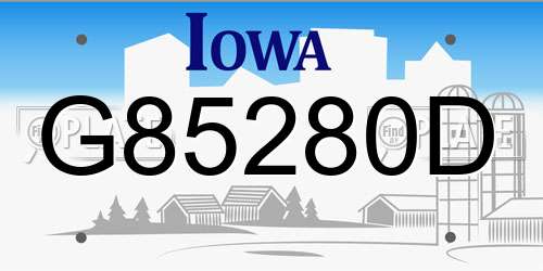 G85280D Iowa License Plate