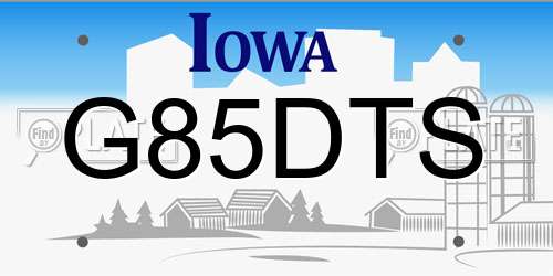 G85DTS Iowa License Plate