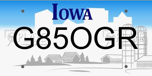 G85OGR Iowa License Plate