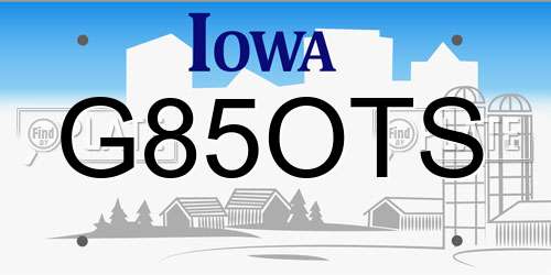 G85OTS Iowa License Plate