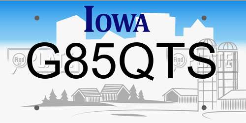G85QTS Iowa License Plate