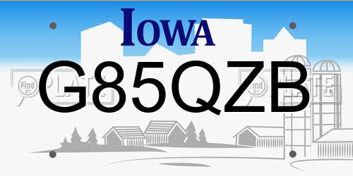 G85QZB Iowa License Plate