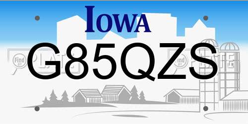 G85QZS Iowa License Plate