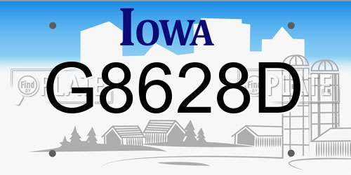 G8628D Iowa License Plate