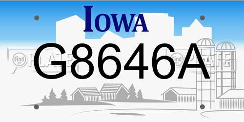 G8646A Iowa License Plate