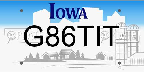 G86TIT Iowa License Plate