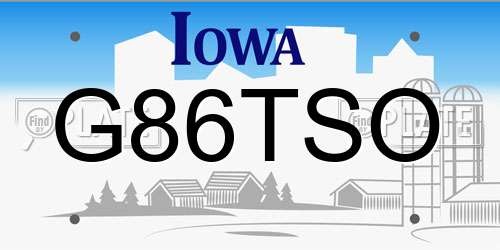G86TSO Iowa License Plate