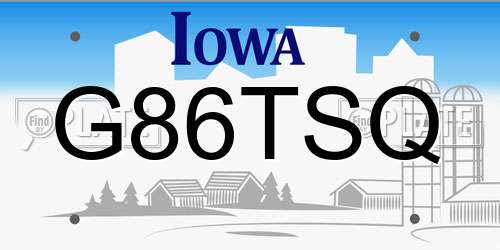 G86TSQ Iowa License Plate
