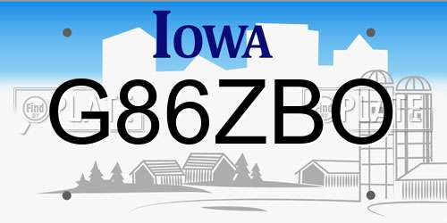 G86ZBO Iowa License Plate